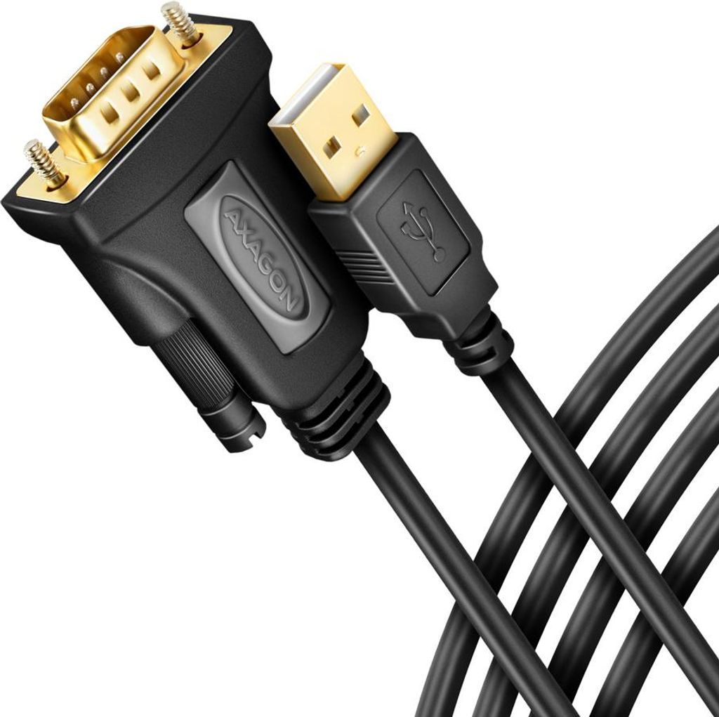 AXAGON Axagon ADS-1PQN USB-A 2.0 - seriell RS-232 DB9-M FTDI Adapterkabel 1.5m - Adapter - Digital/Daten serielles Kabel Schwarz USB Typ-A