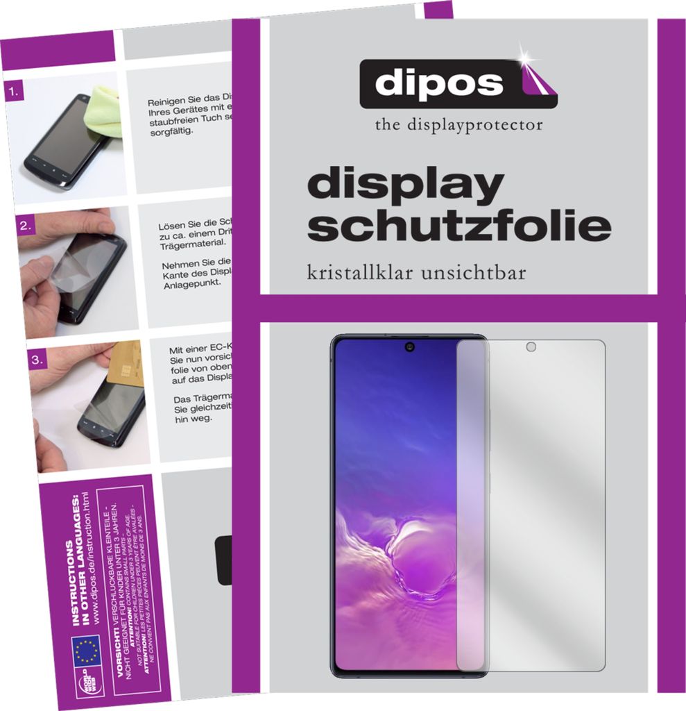 2x Schutzfolie für Samsung Galaxy S10 Lite klar Displayschutzfolie Folie Display Schutz dipos
