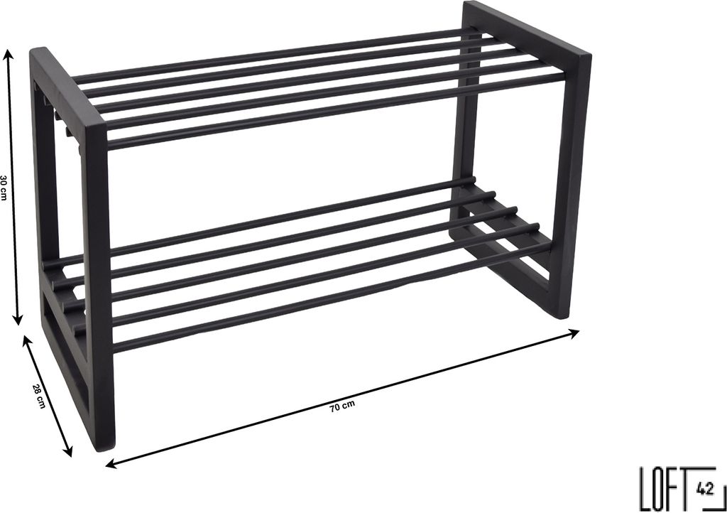 LOFT42 Hall Schuhregal - Metall - Schwarz - 70x30x28 Produktbild 4