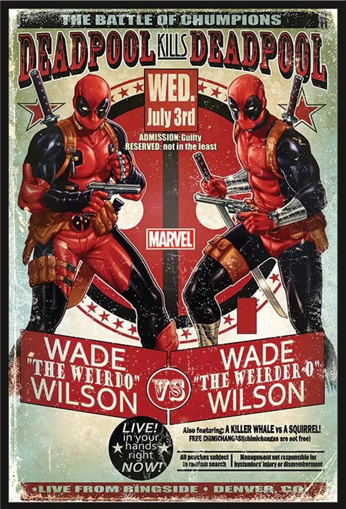 Affiche Deadpool Wade contre Wade avec cadre Shinsuke Maxi noir 61x91,5 cm