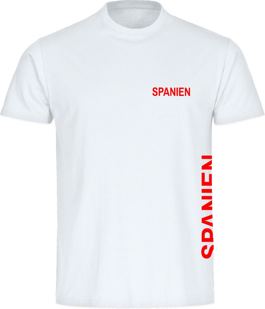 multifanshop Herren T-Shirt - Spanien - Brust & Seite, weiß, Größe M
