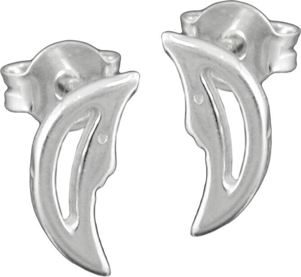 Paar Ohrstecker Stecker Halbmond mit Mondgesicht 925 Silber Damen