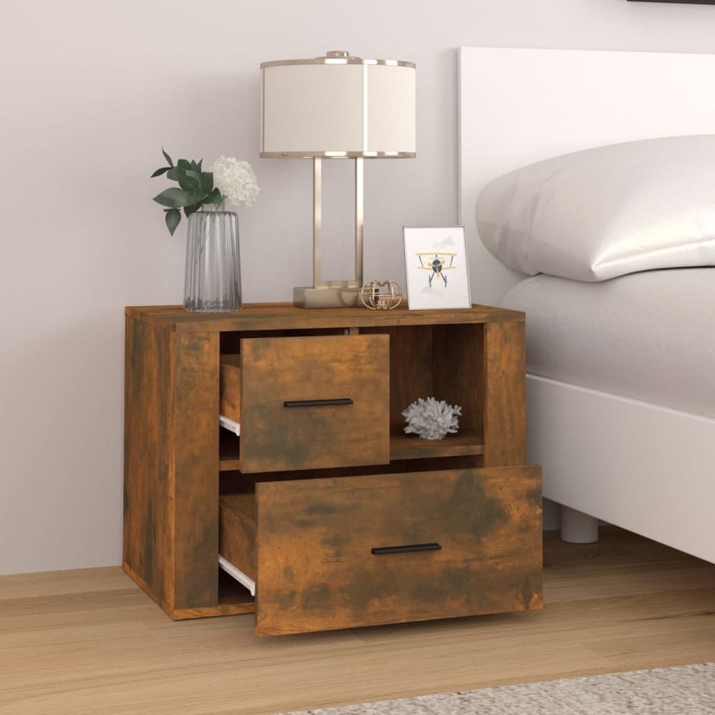 The Living Store Nachttisch Räuchereiche 60x36x45 cm Holzwerkstoff
