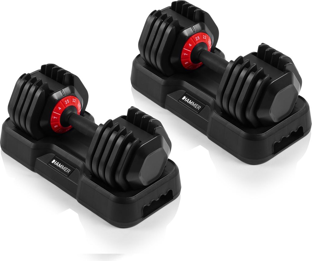 HAMMER Hanteln StrongLock 4.0 Smartes Hantelsystem mit Gewichtsverstellung durch einfaches Drehen (2 x 25 kg)