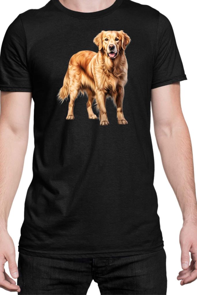Herren T-Shirt Dogs Breeds Golden Retriever Dog Breed 008, Man M / Schwarz