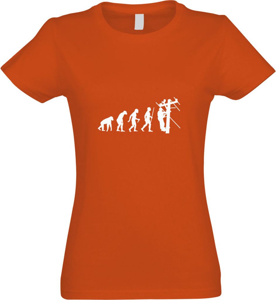 Kiwistar - T-Shirt tailliert - Damen - orange - Kletterer Klettern Evolution - mit Motiv Bedruckt - Funshirt Design - Sport - Freizeit - Damen - S