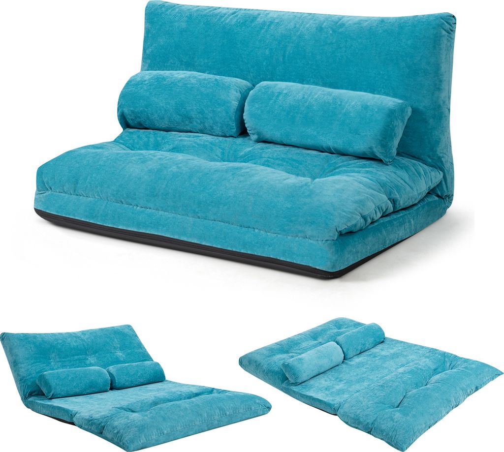 GOPLUS Bodensofa mit Schlaffunktion, 3 in 1 Sofabett mit Kissen & verstellbare Rückenlehne, Klappsofa Schlafsofa Schlafsessel für Wohnzimmer & G...