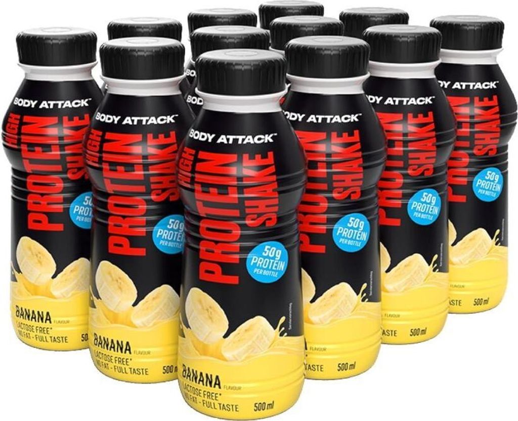 Body Attack High Protein Shake – 12 Flaschen a 500 ml Produktbild 