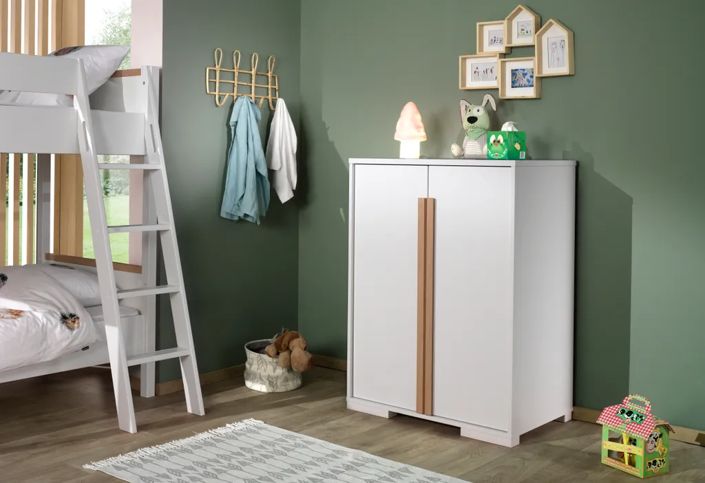 Armoire à linge blanche avec étagères LONDON - Meuble de rangement chic