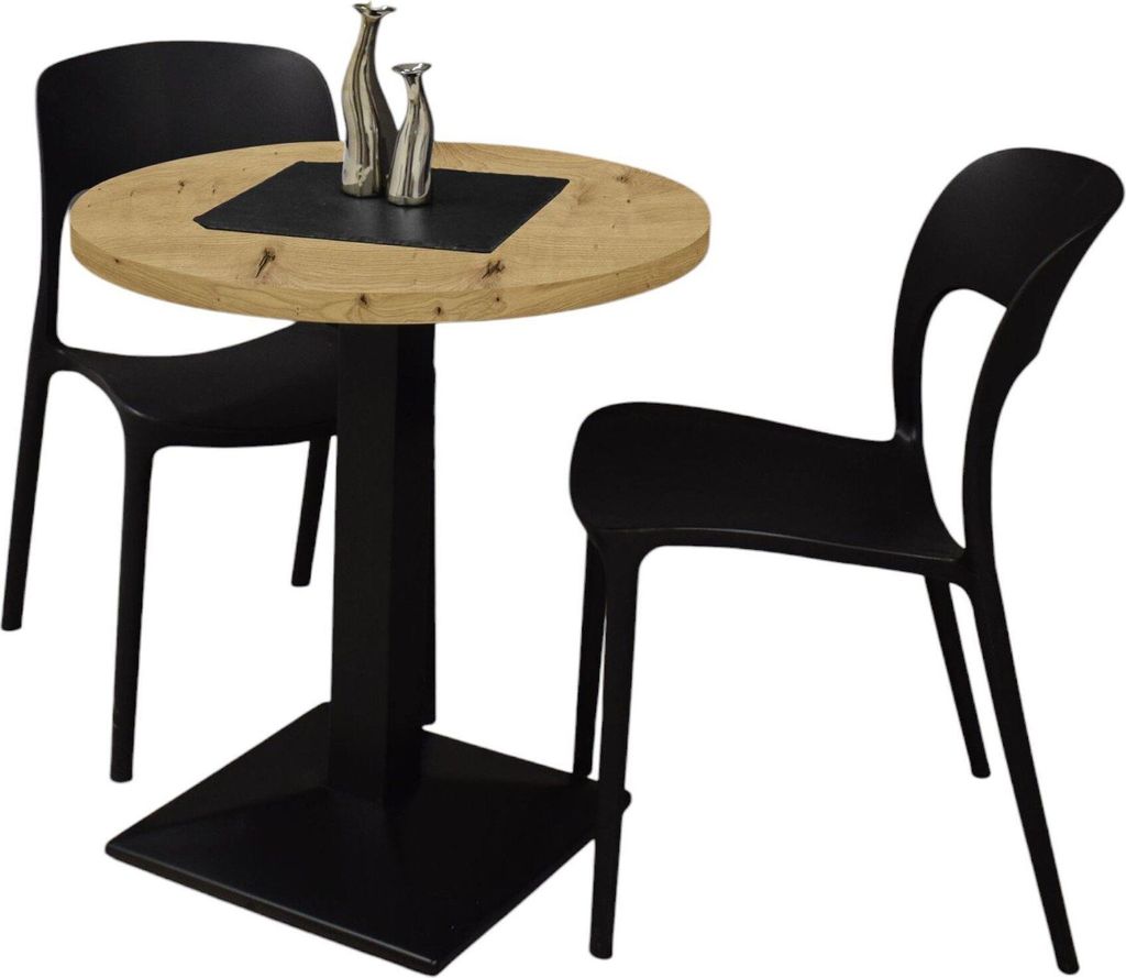 Bartisch rund Elanur 70 cm schwarz matt/asteiche 14583