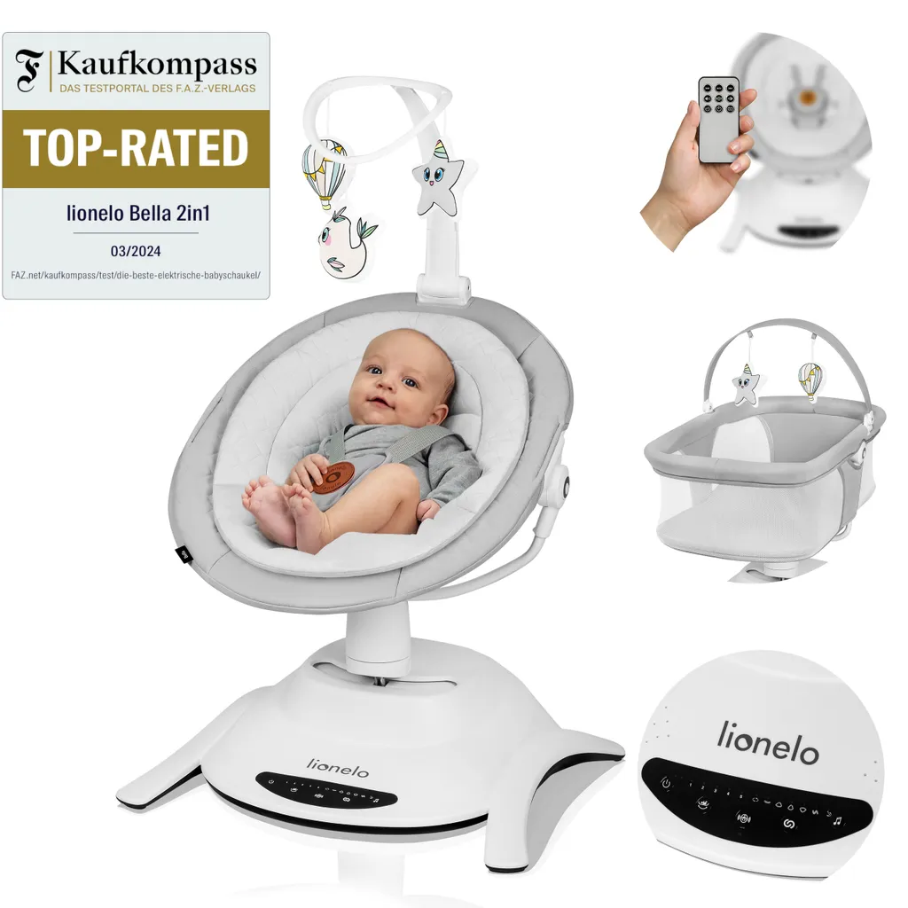Balancelle Bébé Lionelo Bella Set 2-en-1 : Calme et Sommeil 360°