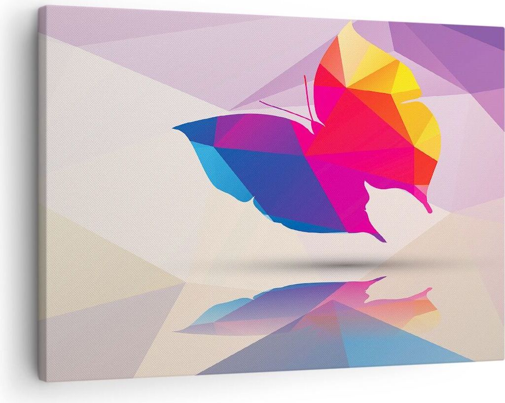 Bild auf Leinwand - Leinwandbild - Schmetterling Illustration Grafik - 70x50cm - Wand Bild - Wanddeko - Leinwanddruck - Bilder - Kunstdruck - Leinw...
