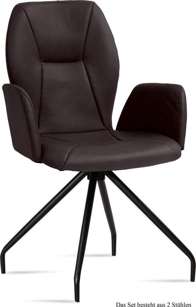 Armlehnstuhl (2er-Set) Dionis 58x92x60 Schwarz/Espresso