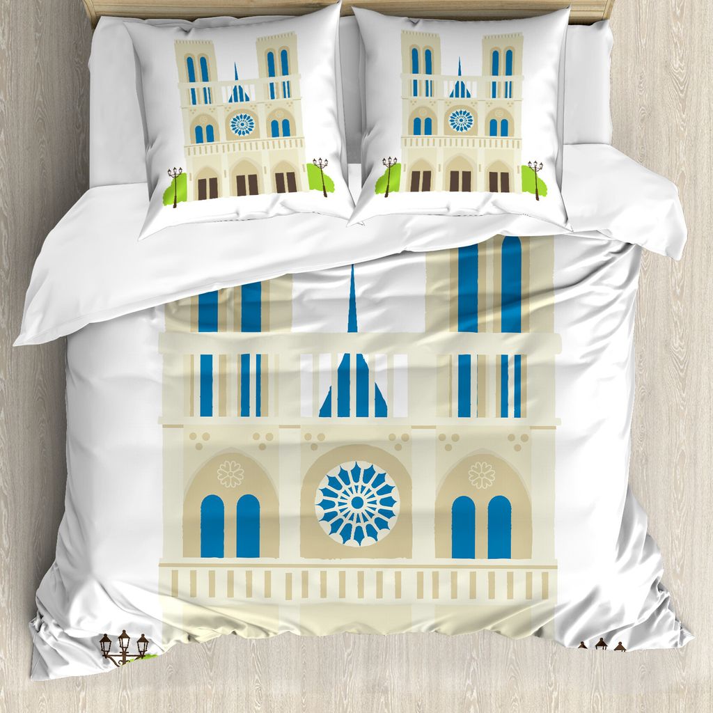 ABAKUHAUS Notre Dame de Paris Bettbezug Set für Einzelbetten, Französisch Landmark, Milbensicher Allergiker geeignet mit Kissenbezug, 200 cm x 20...