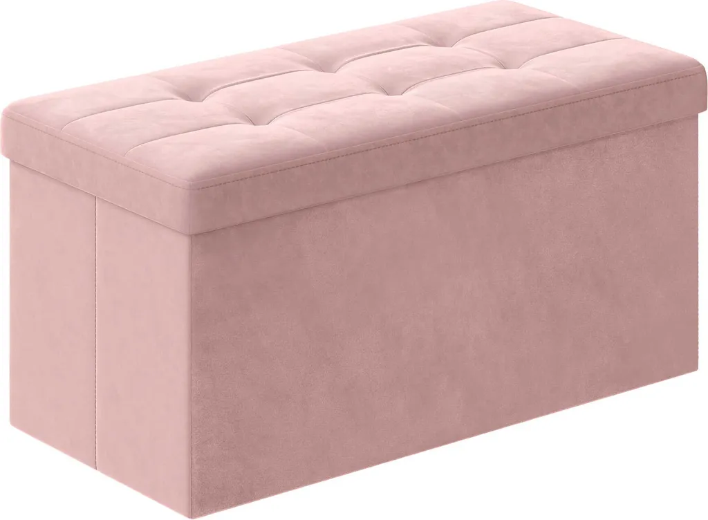 Banc de rangement Leobert Pastel Rose - Pouf coffre pliant rectangulaire