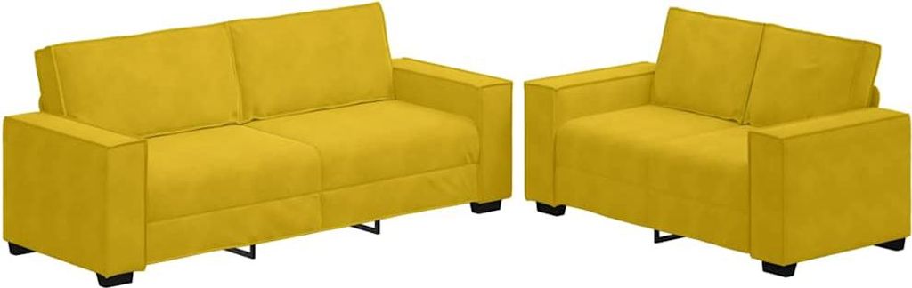vidaXL 2-tlg. Sofagarnitur mit Kissen Gelb Samt