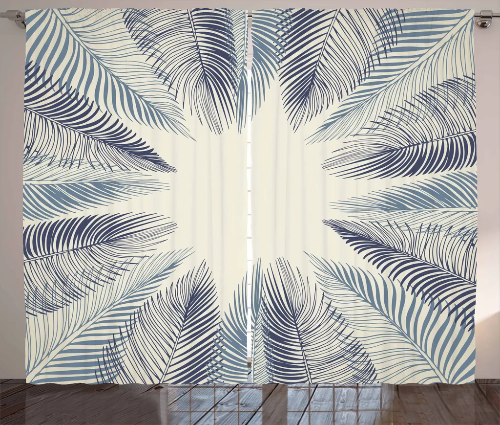Rideau à fronces ABAKUHAUS motif feuille de palmier grunge 280x225 cm