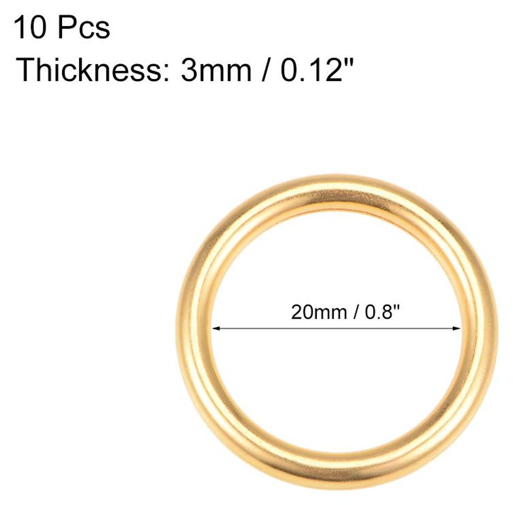 10Stk. O Ring Schnalle O-Ringe fš¹r Hardware Kunst Tasche DIY 0,8"(20mm) gold