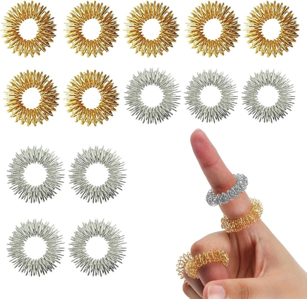 40 Stücke Finger Massage Ring Set, 2 Farben Stachelige Sensorische Finger Ringe Anti Stress Acupressur Ringe Leise Stress Reduzierer und Massager