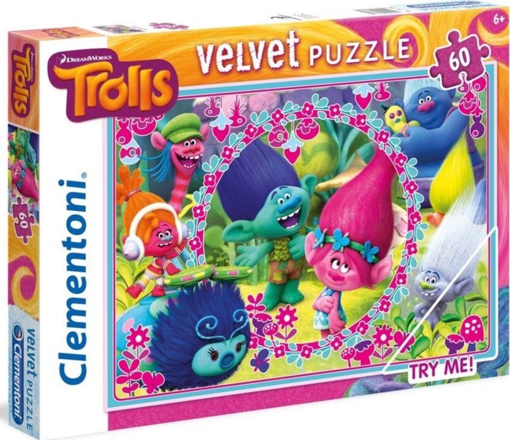 CLEMENTONI Sametové puzzle Trollové 60 dílků