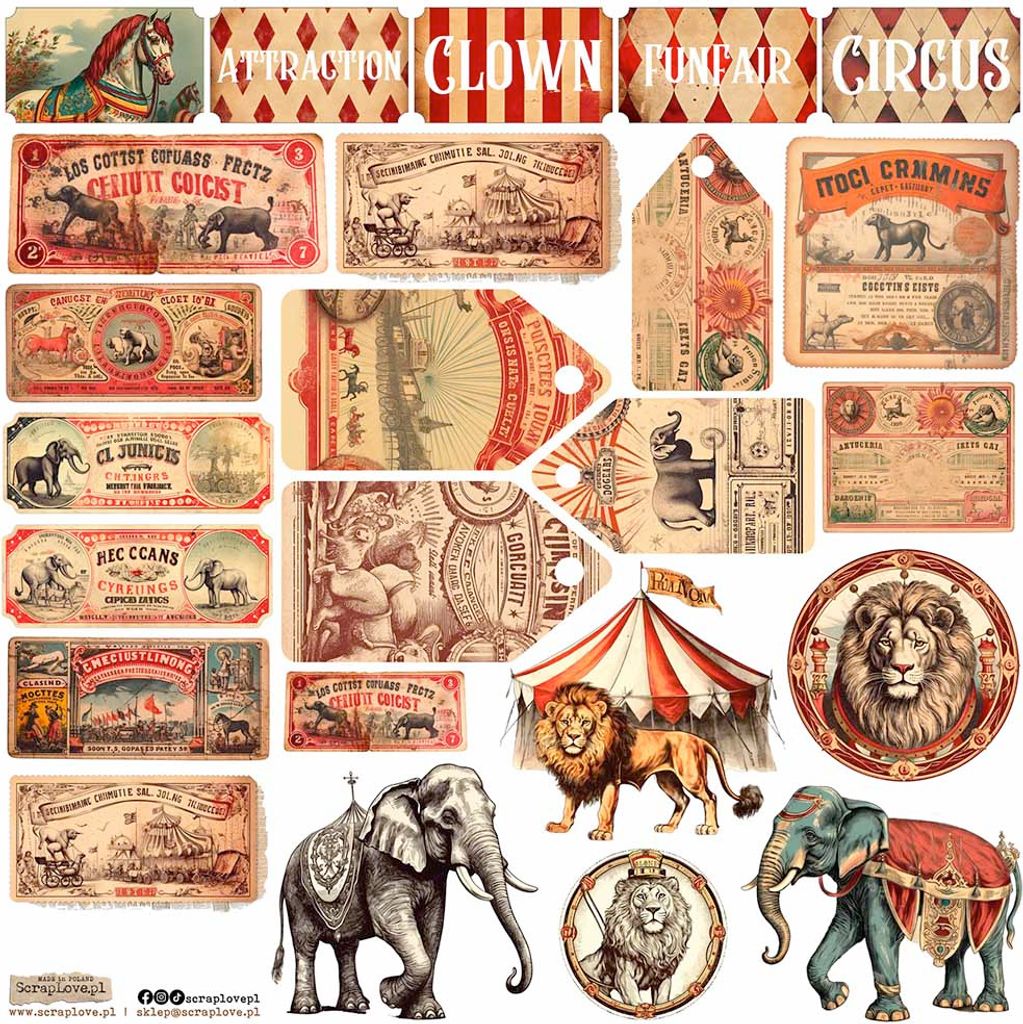 AUFKLEBER - ScrapLove - Circus Tickets - Zirkus Tickets