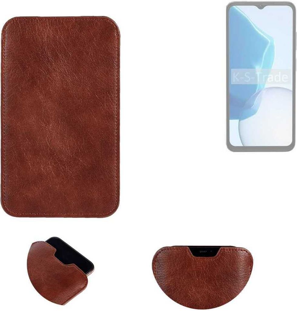 K-S-Trade Schutzhülle Handyhülle kompatibel mit Doogee N55 Plus Handytasche Kunstleder Sleeve in braun