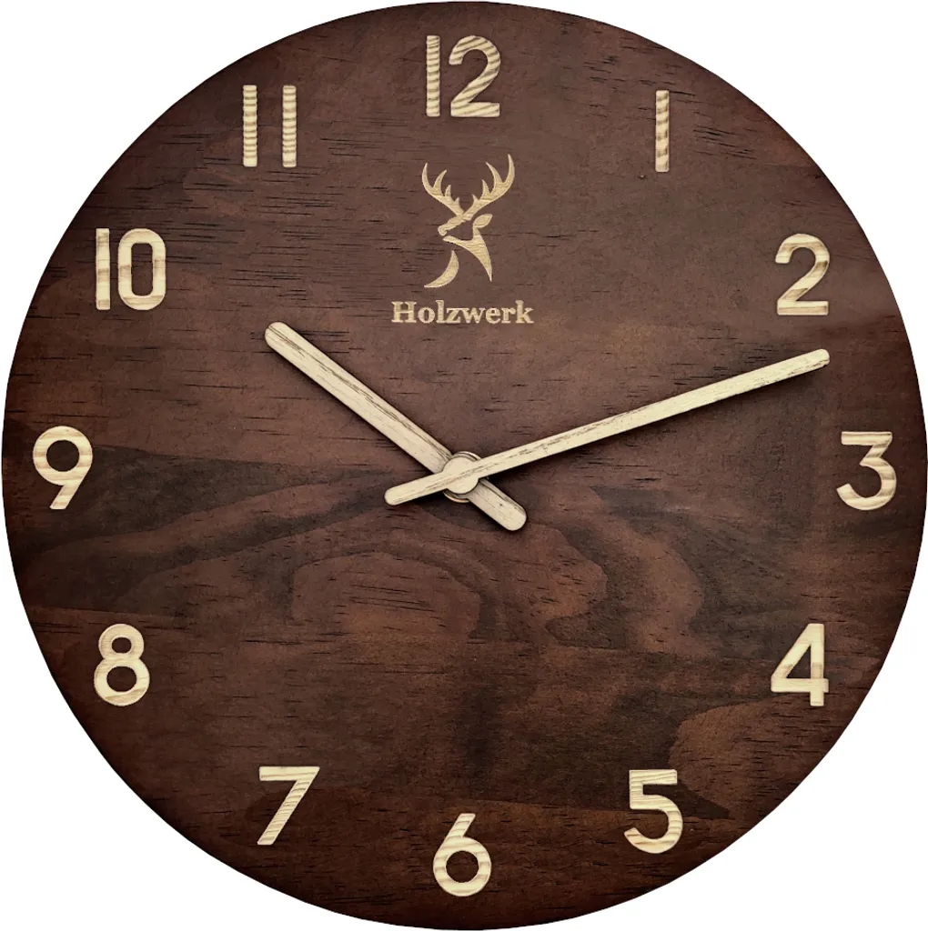 Horloge Murale Bois Silencieuse pour Bureau et Salon Moderne 25 cm
