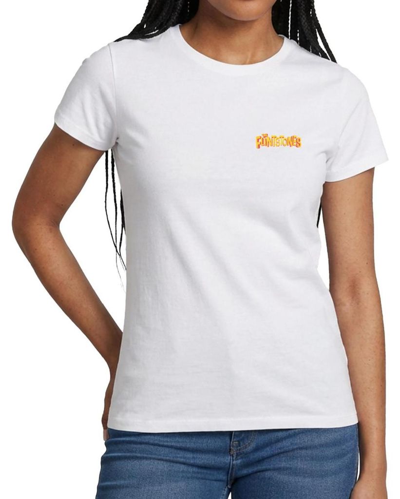 Spreadshirt The Flintstones Front- & Backprint Bedrock Crew Frauen T-Shirt, XL, Weiß