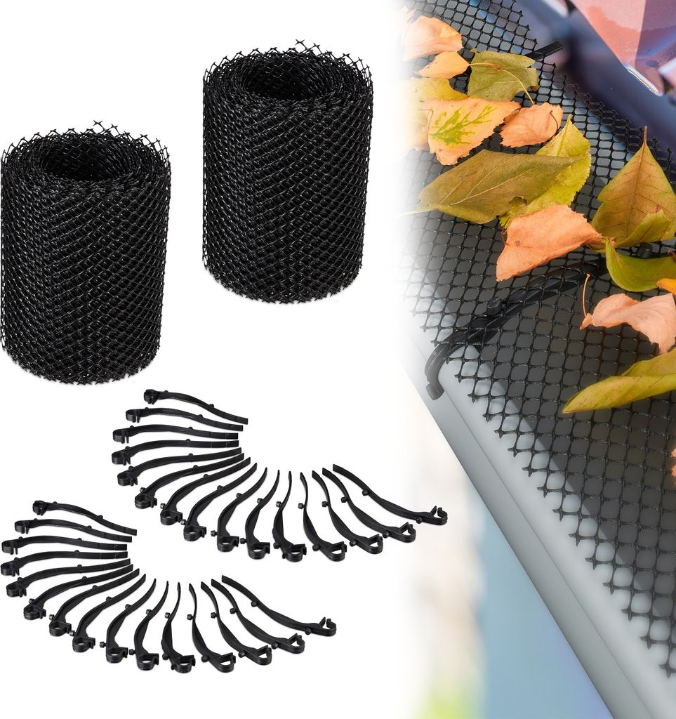 Protezione per grondaie Relaxdays, set da 2 pezzi, ciascuno Immagine del prodotto 