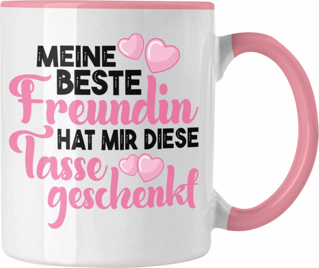 Trendation - Unbiologische Schwester Tasse Geschenk Beste Freundin Geburtstag Lustig Freundinnen Spruch Becher Beste Freundinnen (Rosa)