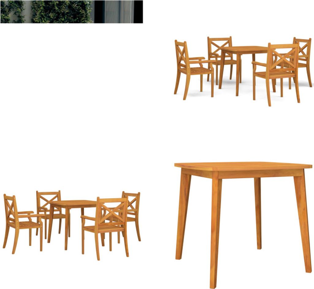 vidaXL 5 tlg. Garten Essgruppe Massivholz Akazie - Garten Essgruppe - Garten Essgruppen - Gartengarnitur - Garten-Essgarnitur