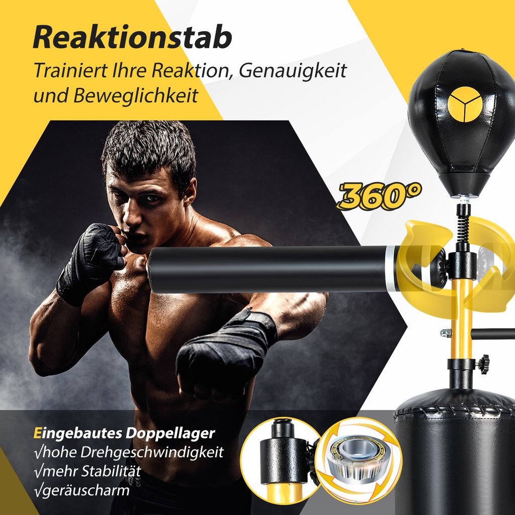 COSTWAY Punchingball stehend, 360° Reflexstange, Produktbild 6