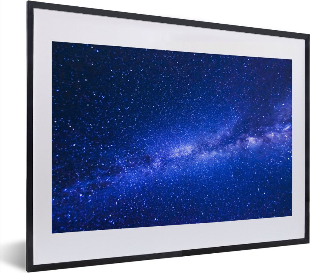 MuchoWow MuchoWow Gerahmtes Poster Milchstraße am blauen Himmel 40x30 cm - Poster mit zchwarzem Bilderrahmen - Bilderrahmen - Poster im Rahmen