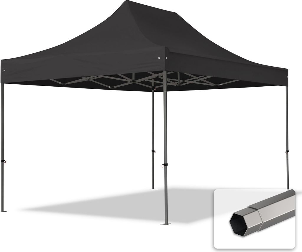 TOOLPORT 3x4,5m Stahl Faltpavillon, ohne Seitenteile, schwarz