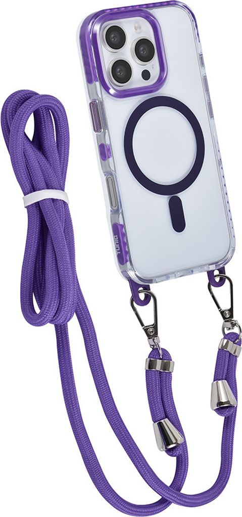 TUNIQ iPhone 16 Pro Back cover case - neck cord -TPU+PC - Purple