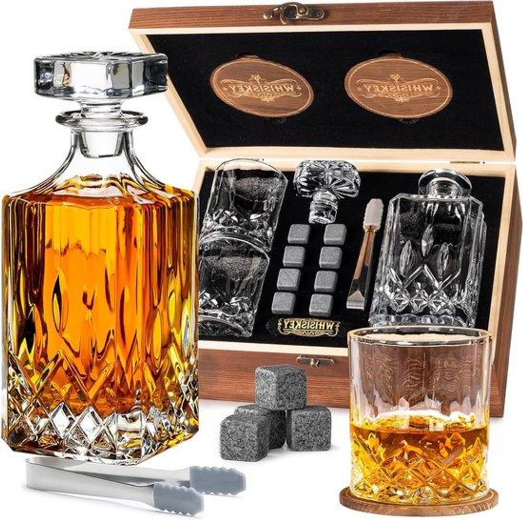 Whisky Karaf 700ml Edelstahl Dekanter Geschenk für Männer
