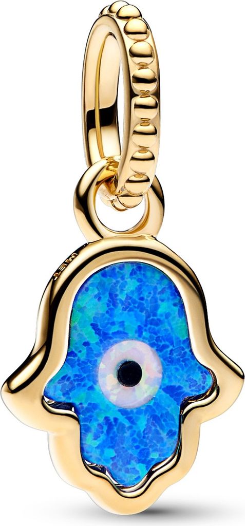 PANDORA Charm Anhänger Hand der Fatima, vergoldet, Opal, Produktbild 
