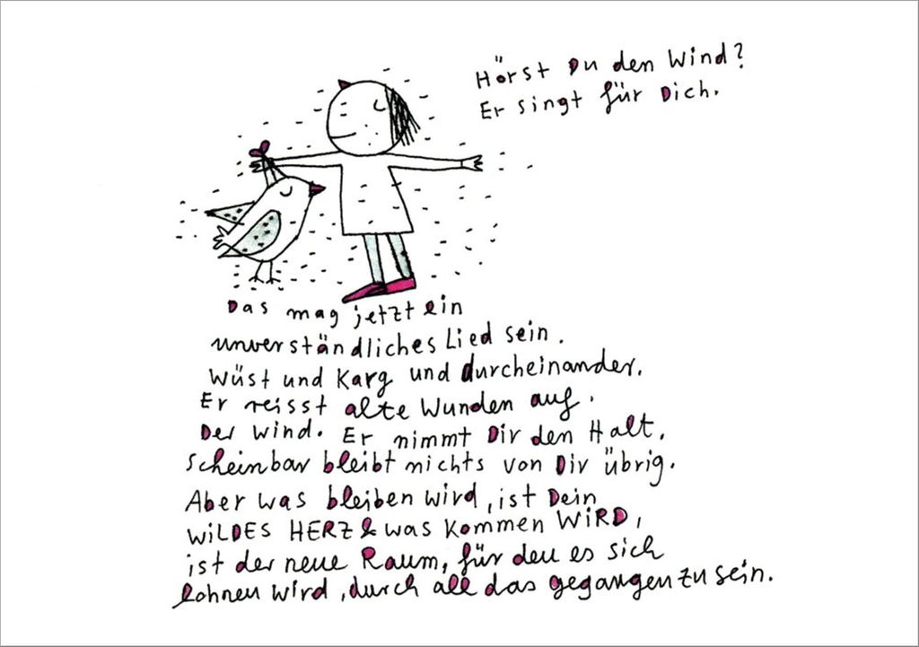 Postkarte Karindrawings "Hörst Du den Wind? Er singt für Produktbild 