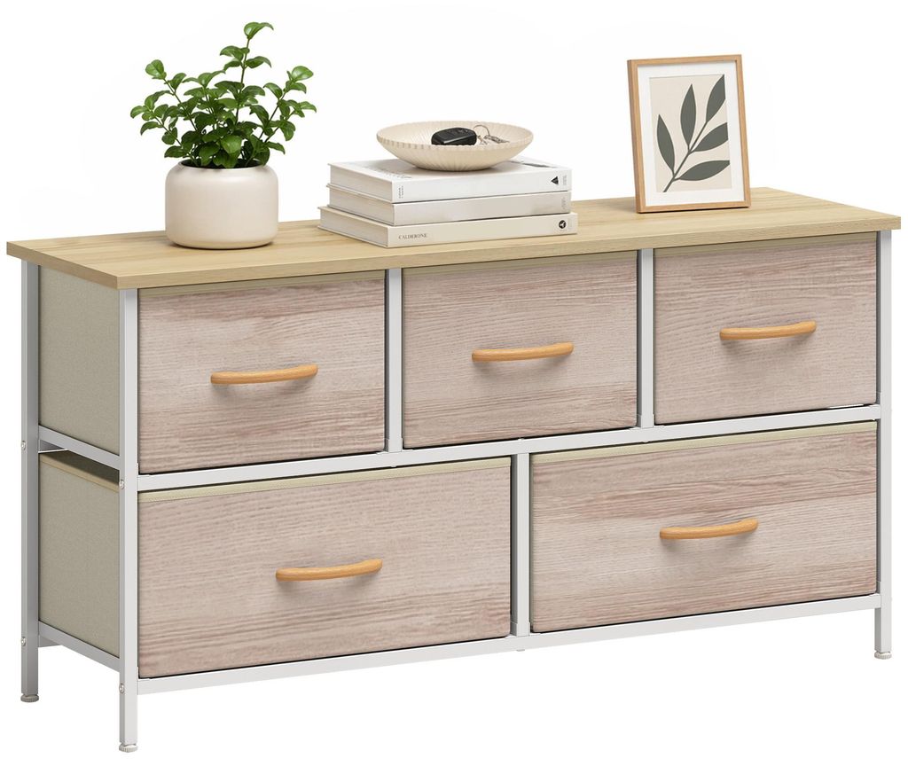 Comodino HOMCOM per camera da letto con 5 cassetti, colore Immagine del prodotto 