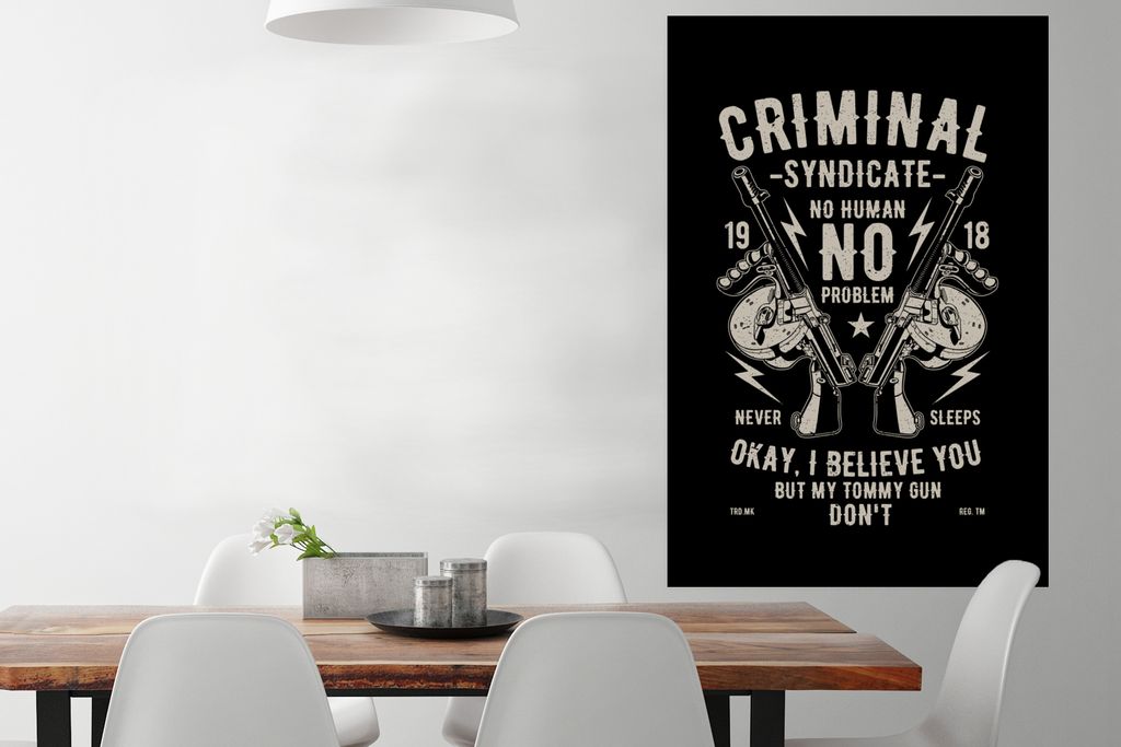 MuchoWow Poster Mancave - Waffen - Schwarz - Vintage 80x120 cm - Papierdruck