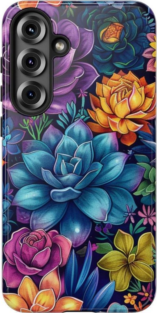 Buntes Sukkulenten- und Blumenmuster – Hülle Kompatibel mit Samsung Galaxy S25 Plus