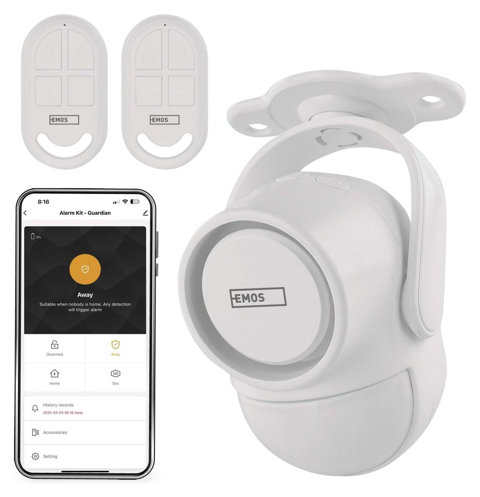 GoSmart Alarm IP‑126L GUARDIAN mit Bewegungsmelder, 6× Tür-/Fenstersensor, WLAN
