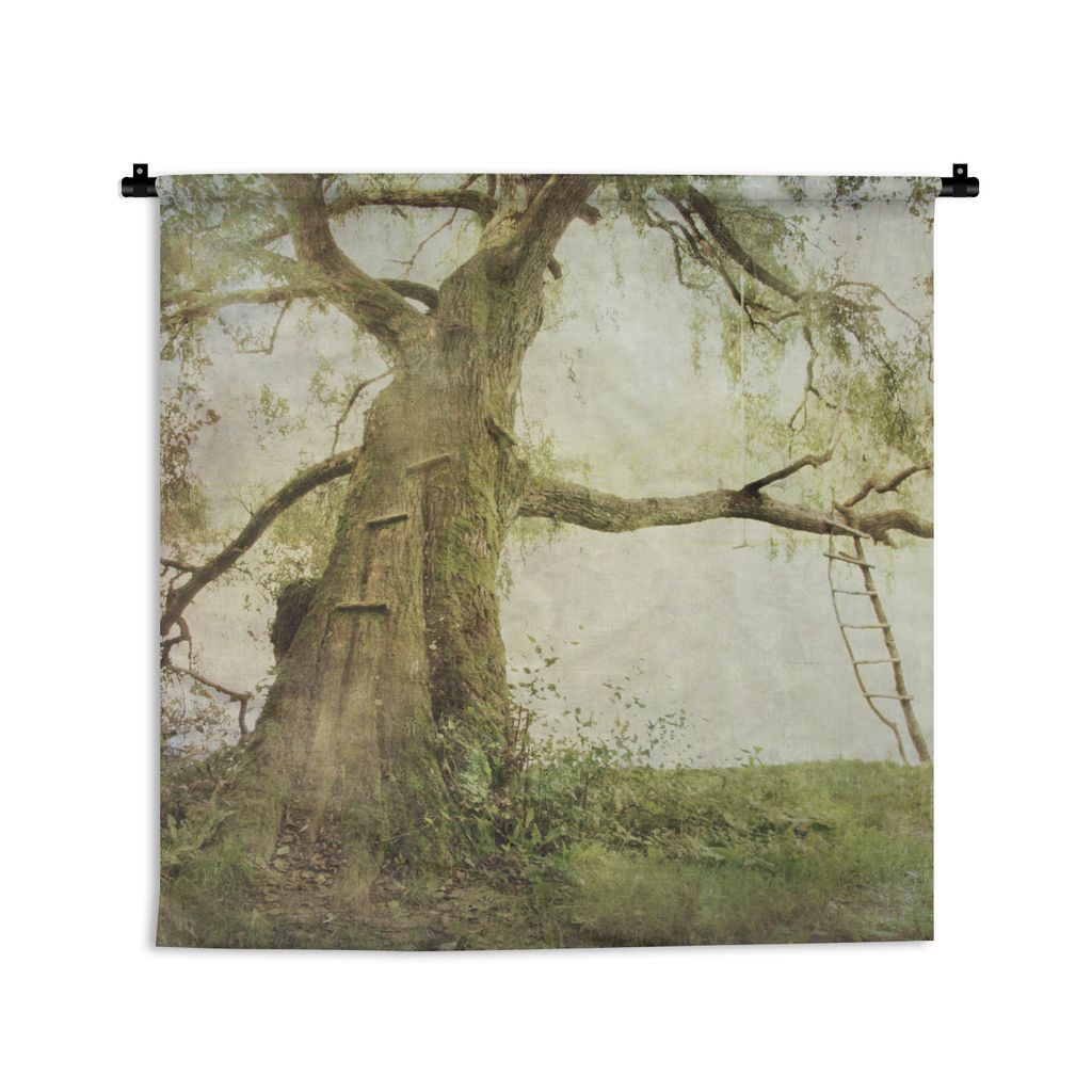 MuchoWow Wandteppich Wandbehang Ein uralter Baum im Wielkopolska-Nationalpark in Polen 90x90 cm Tapisserie Dekoration Wandtuch - Wandaufhänger