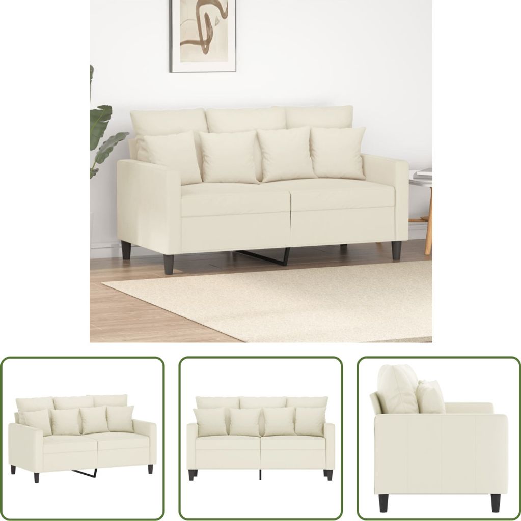 The Living Store 2-Sitzer-Sofa Creme 120 cm Samt