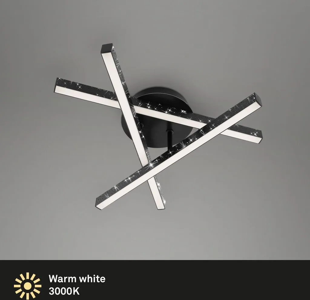 Lampada da soffitto a LED Lampada da parete Effetto glitterato 3000K 15W nera metallo Briloner - 2