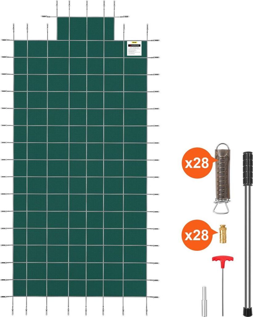 Pool-Sicherheitsabdeckung passend für rechteckige Unterflur-Pools mit den Maßen 16 x 32 ft, Sicherheits-Poolabdeckung mit 4 x 10 ft großer Mitte...