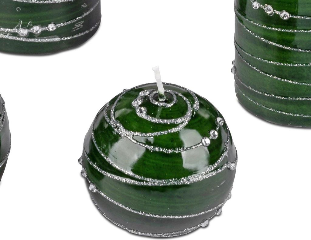 Bollweg/Formano Kerze Kugelkerze Spirale grün/silber 6cm 123g (Grundpreis 1kg: 88,54 EUR)