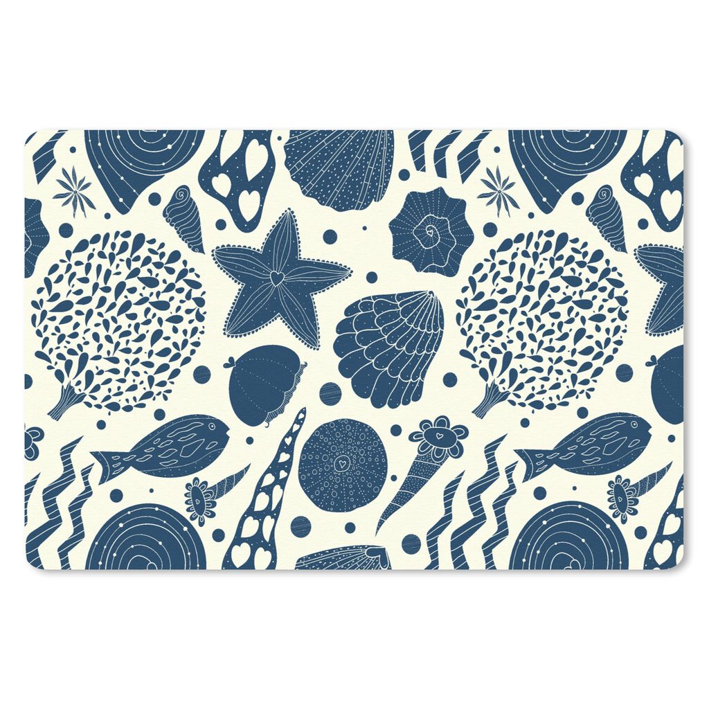 MuchoWow Mauspad Mousepad Muscheln - Strand - Blau - Muster 27x18 cm - Mousepads - Maus Mat - Pad - Mausunterlage - Büroartikel - Desk Matten