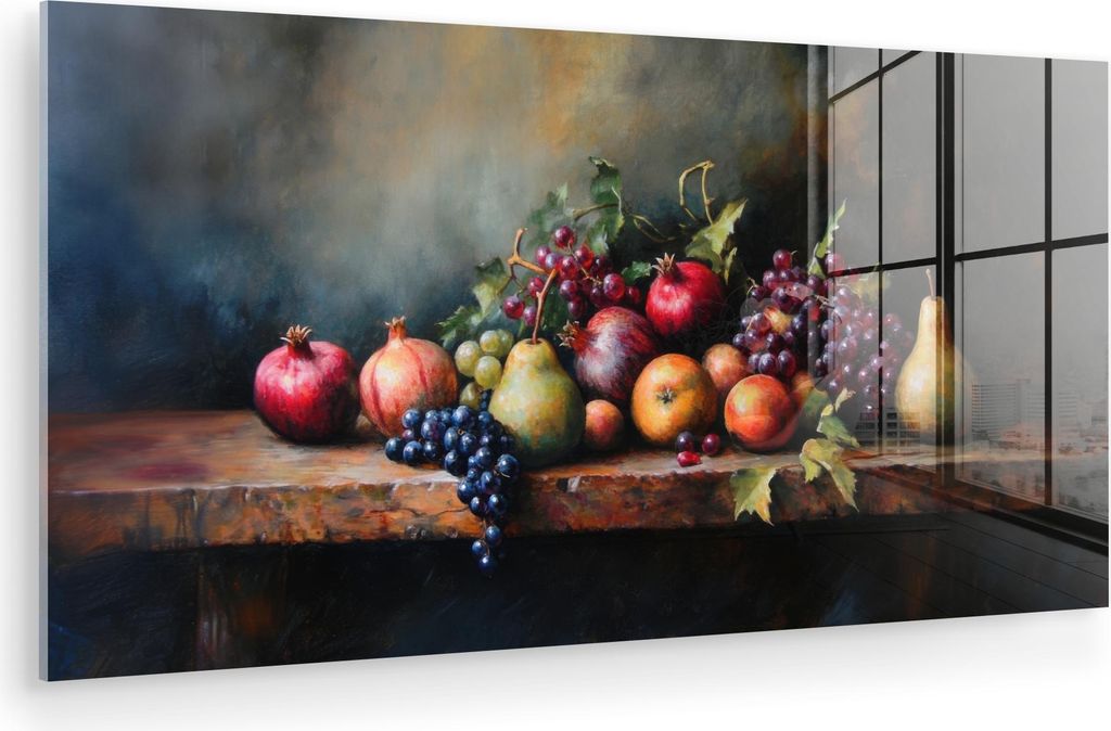 MuchoWow Glasbilder - Bilder auf Wandbild - Foto auf Glas Rustikal - Stilleben - Obst 40x20 cm Wanddekoration aus Glas - Acrylglasbild - Acrylbilde...