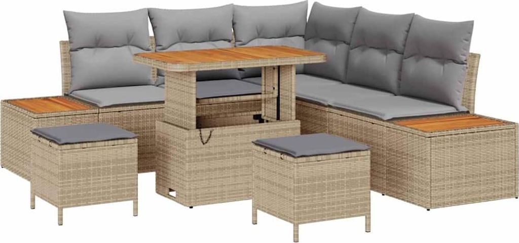 vidaXL Gartensofa-set 8 pcs Beige Poly-Rattan